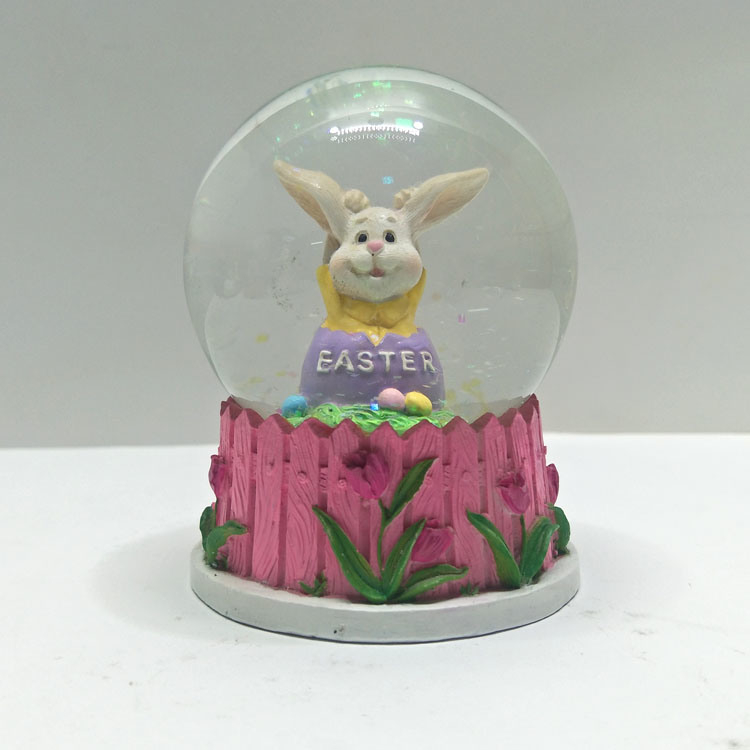 Custom Resin Animal Rabbit Snow Globe Easter Snow Globe for Easter Holiday Gifts