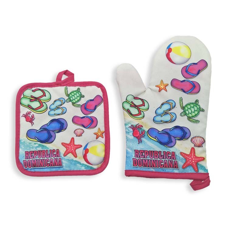 Kitchen Cooking Set Pot Holder Oven Mitt Apron Custom Design Cotton Apron