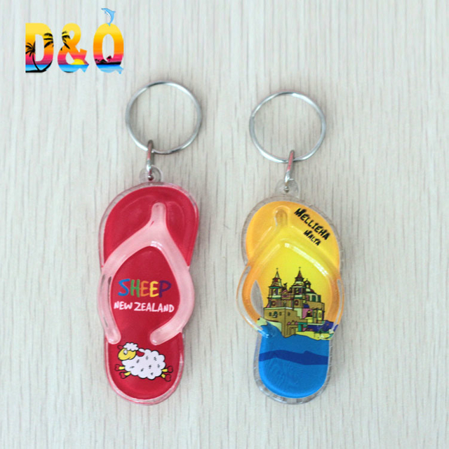 Souvenirs Gift Cheap Flip Flop Keychain Clear Custom Acrylic Keychain