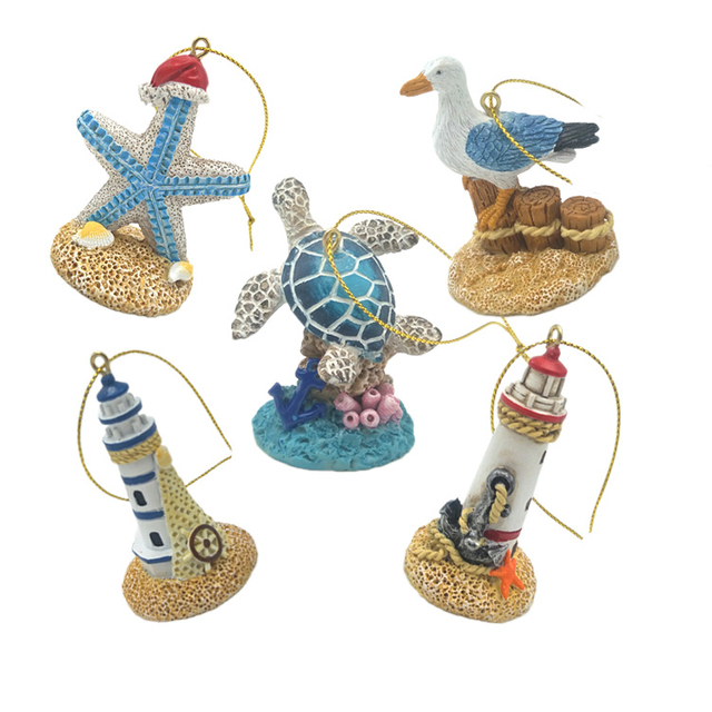 Wholesale Beach Souvenir Resin Christmas Tree Hanging Nautical Christmas Ornaments