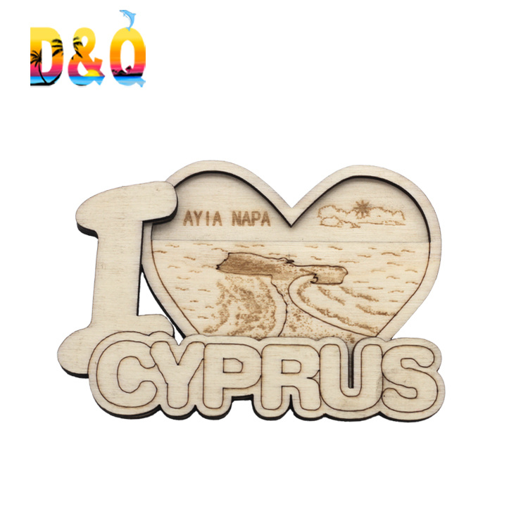 Custom Shape MDF Wooden Laser Engraved Fridge Magnet for Souvenir