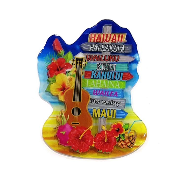 Custom Printed 3D Fridge Magnet Beach Island Hawaii Souvenirs Acrylic Fridge Magnet