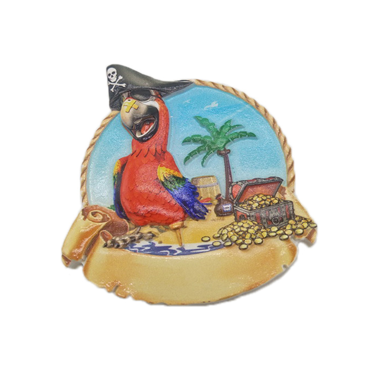 Resin Key West Florida Souvenir Fridge Magnet Parrot Beach Scenery Refrigerator Magnet