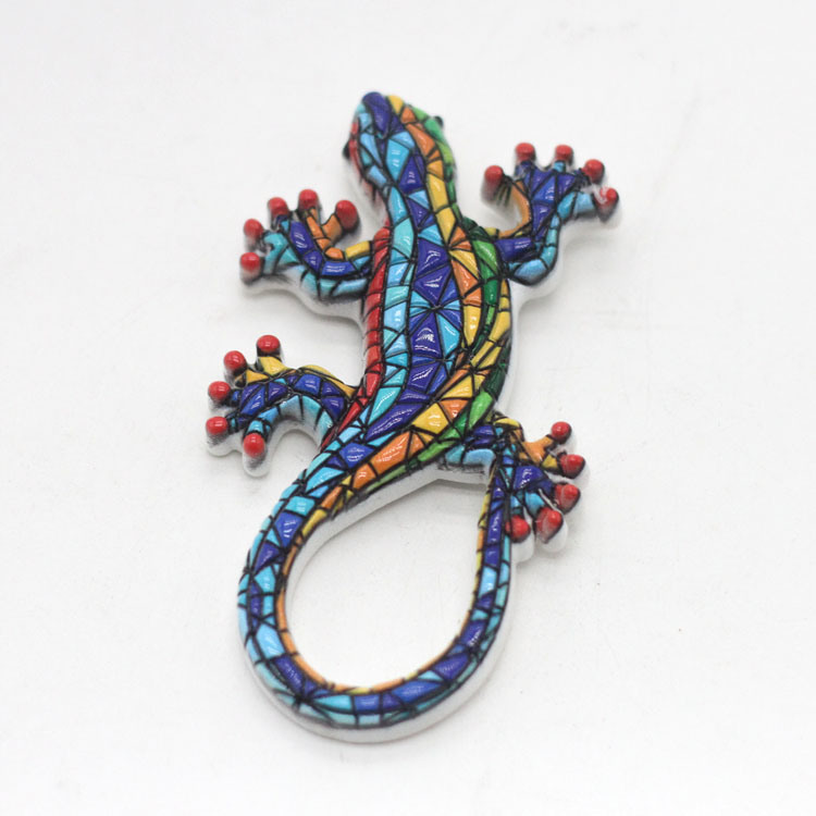 Custom Printing Spain Travel Souvenir Gift Polyresin Gecko Fridge Magnet Manufacturer