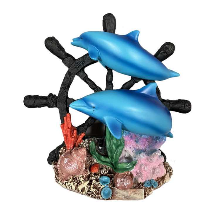 Marine Life Coral Resin Dolphin Design Figurine Statue Decoration Souvenir Collection