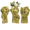 Wholesale Modern Indoor Home Decor Abstract Human Face Resin Gold Flower Pots