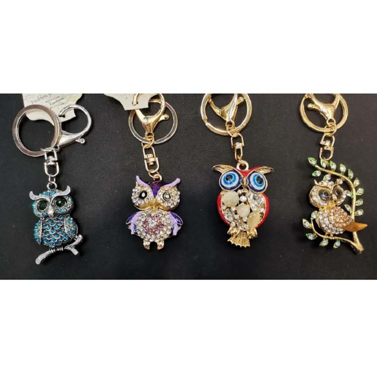 Personalized Metal Evil Eye Animal Rhinestone Owl Key Chain