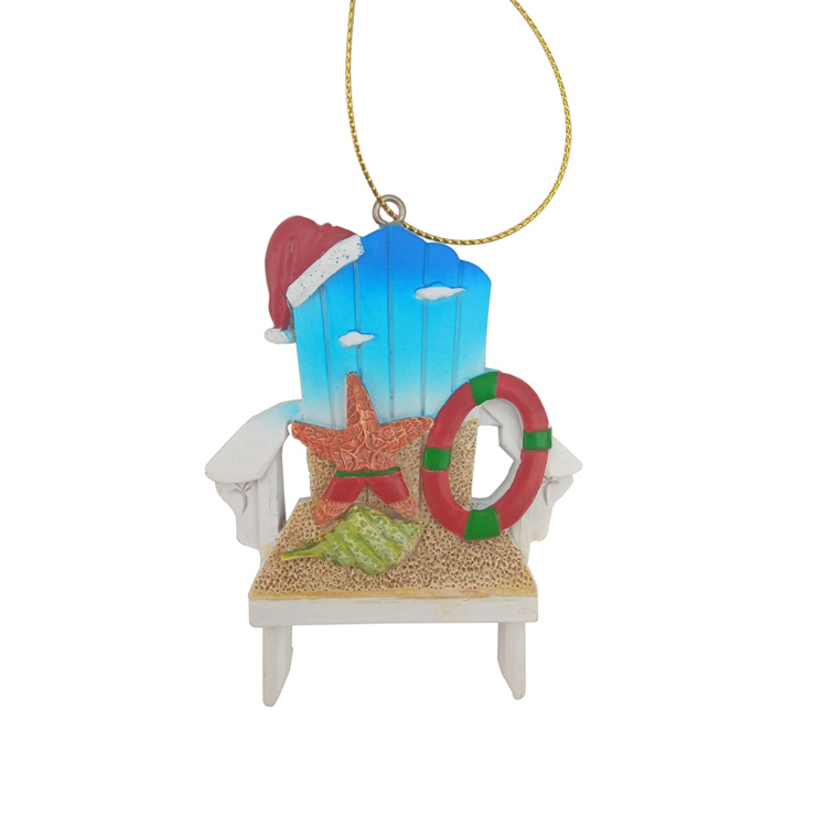 Wholesale Beach Souvenir Resin Christmas Tree Hanging Beach Chair Ornament