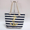 Customized Printd Logo Blue White Striped Nautical Anchor Beach Bags