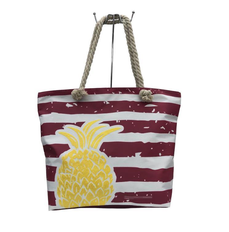 Factory Wholesale Canvas Shopping Bag Cotton Rope Pineapple Beach Bag