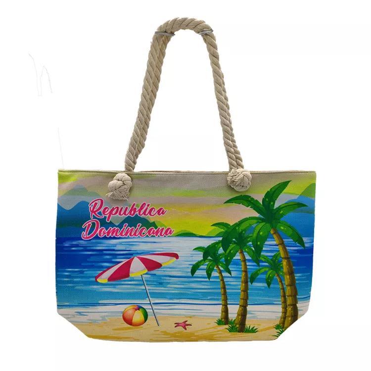 2023 Wholesale Custom Printed Logo Luxury Women Summer Canvas Tote Bag Sea Souvenir Beach Bag