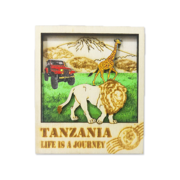 Africa South Africa Kenya Tanzania Souvenir Five Animal Wood Magnet