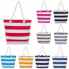 Custom Logo Women Beach Tote Bags Canvas Large Striped Beach Bag