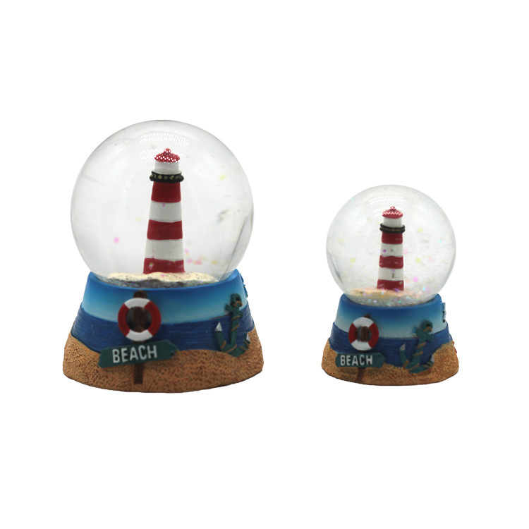 Factory Wholesale Nautical Beach Style Resin Sailboat Souvenir Snow Globe