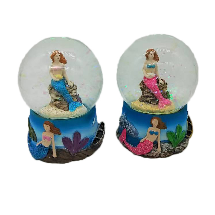 Customized Beach Souvenir Gift Resin Mermaid Snow Globe