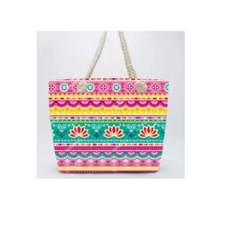 Factory Wholesale Print Women Boho Canvas Beach Bag Mandala Tote Bags