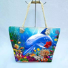 Wholesale Digital Print Beach Tote Bag Customized Logo Beach Series Cotton Rope Beach Bag