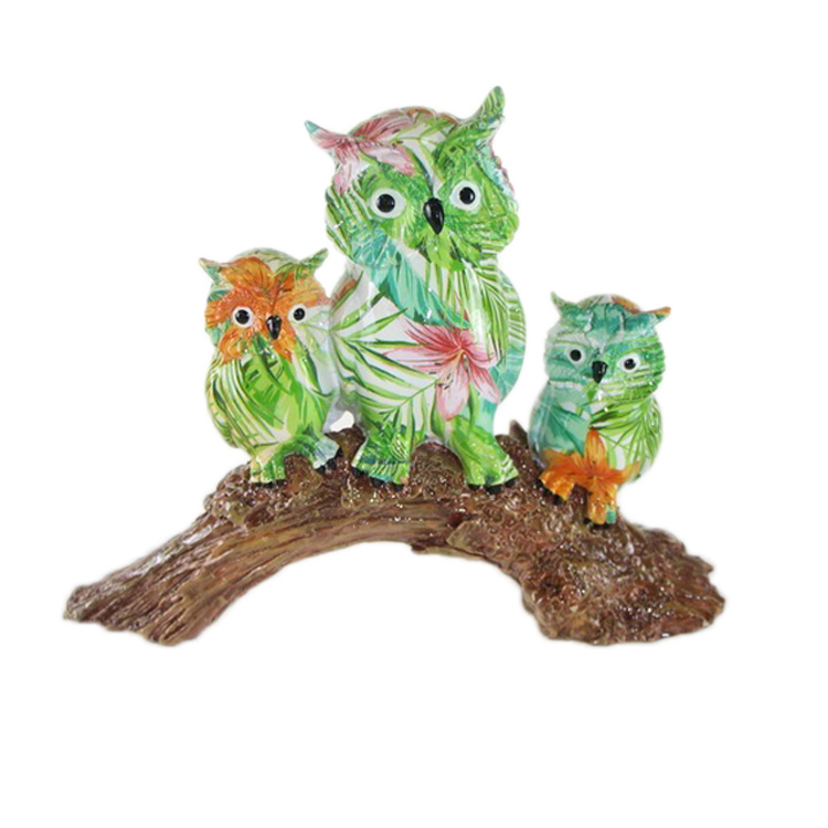 Wholesale Custom Resin Small Colorful Owl Figurines Statue Decoration for Home Decor