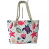 New Summer Beach Tote Bags Women Hand Bags Large Canvas Zipper Beach Bag with Cotton Rope Handle