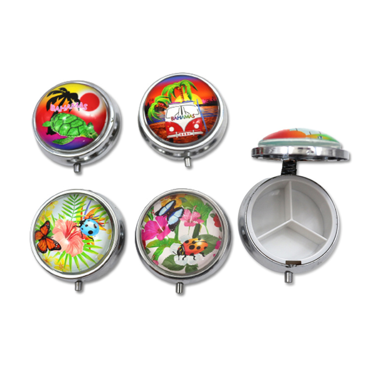 Custom Logo Souvenir Medicine Box Travel Souvenir Pill Box with Mirror