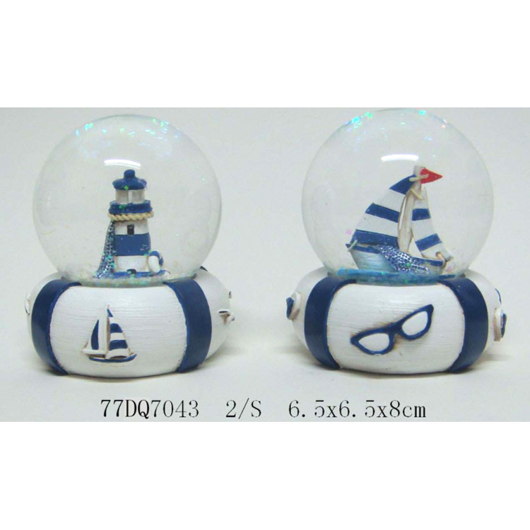 Wholesale Custom Resin Souvenir Nautical Ocean Boat Sailboat Anchor Lighthouse Snow Globe