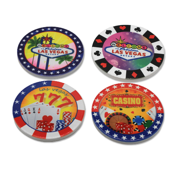 Wholesale Custom Ceramic Drink Tea Coffee Coaster Las Vegas Souvenir Gift Coaster with Cork Back