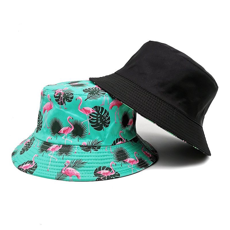 Wholesale Beach Fisherman Hat Floral Summer Tropical Plant Flamingo Bucket Hat