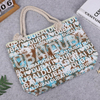 Custom Foam Logo Women Canvas Souvenir Dubai Letter Beach Tote Bag