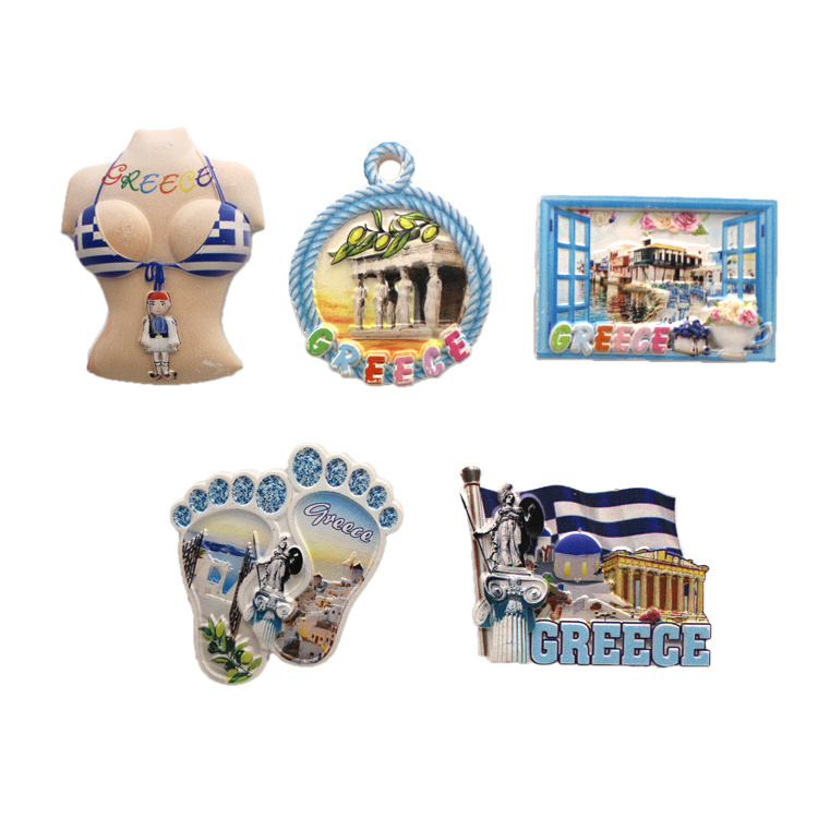 Custom Made Hang Printed Tourist Greece Souvenir Polyresin Magnet