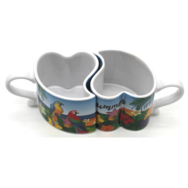 Custom Logo Couple Heart Shaped Mug Souvenir Half Cup