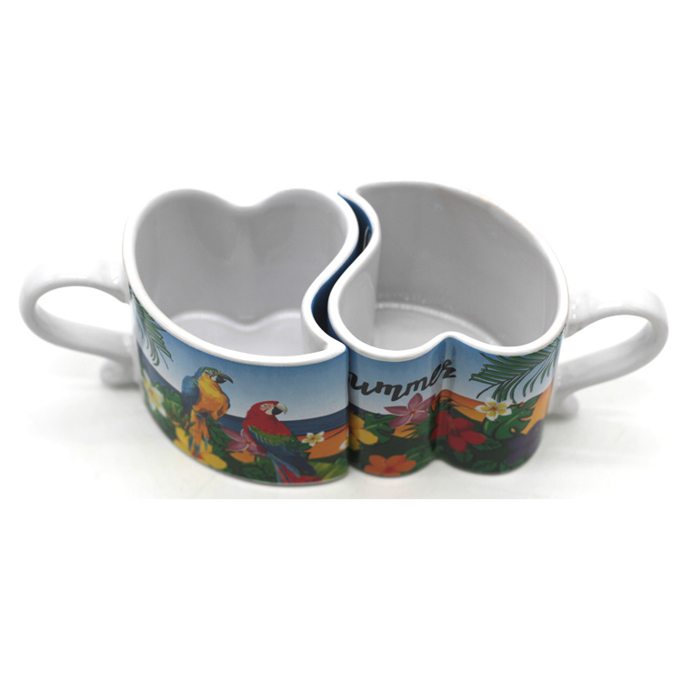 Custom Logo Couple Heart Shaped Mug Souvenir Half Cup