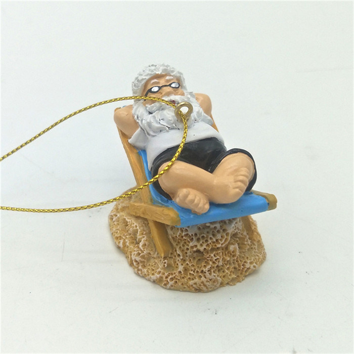 Custom Christmas Tree Decoration Polyresin Sea Coastal Beach Santa Christmas Ornament