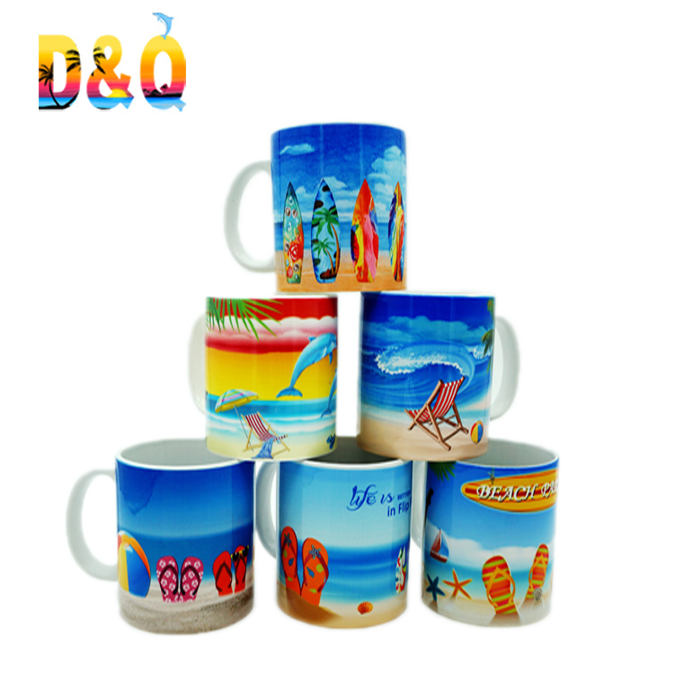 Logo Printed Clear Glass Coffee Mugs Tourist Beach Souvenir Custom Glass Mug