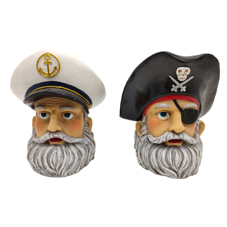 Nautical Theme Resin Craft Pirate Captain Piggy Bank Resin Coin Bank