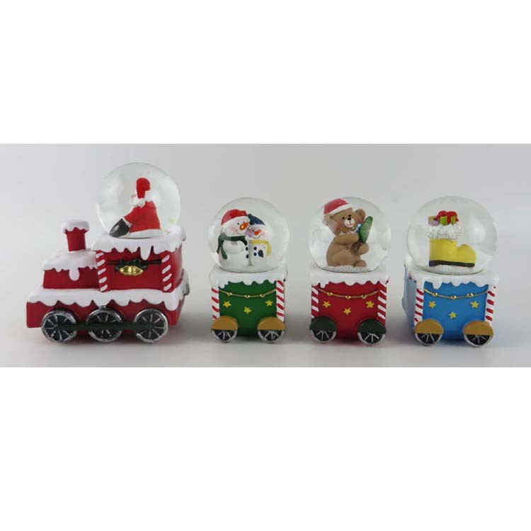 Unique Mini Resin Christmas Train Snow Globe for Kids Holiday Gift