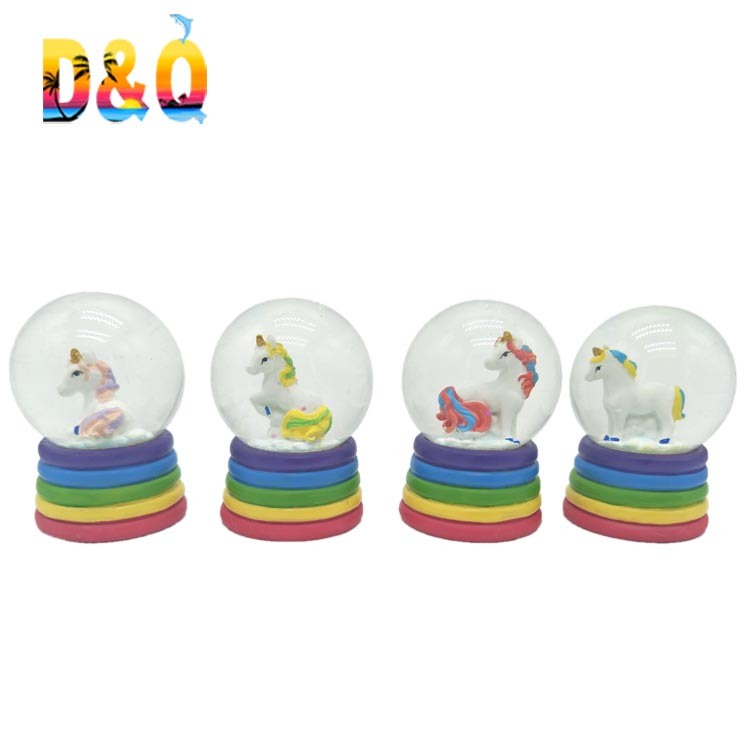 Wholesale Kids Love Cartoon Resin Unicorn Mini Snow Globe for Gift