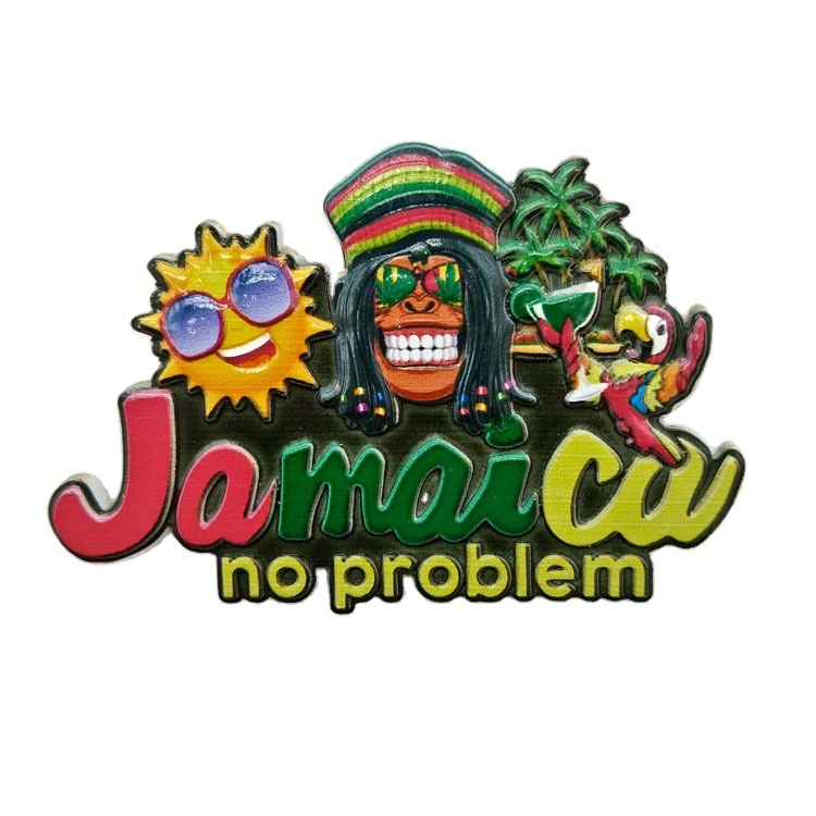 Custom Tourist Metal Powder Hard Jamaica Souvenir Fridge Magnet