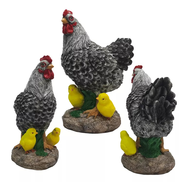 High Quality Custom Animal Sculpture Resin Chicken Garden Statues