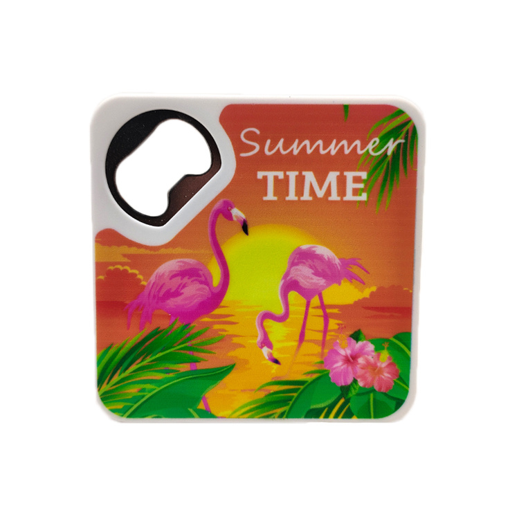 Custom Logo Printed ABS Flamingo Bottle Opener Coaster with Bottle Opener