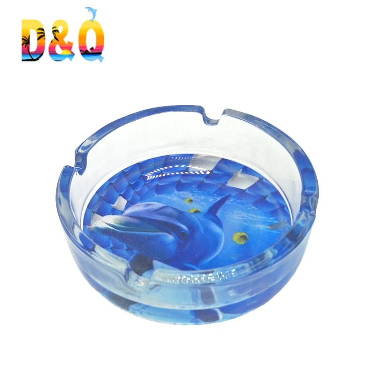 Custom Round Shape Beach Clear Glass Ashtray for Souvenir Gift