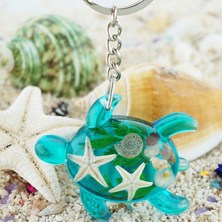 Custom Logo Maldives Beach Souvenir Animal Acrylic Resin Turtle Keychain