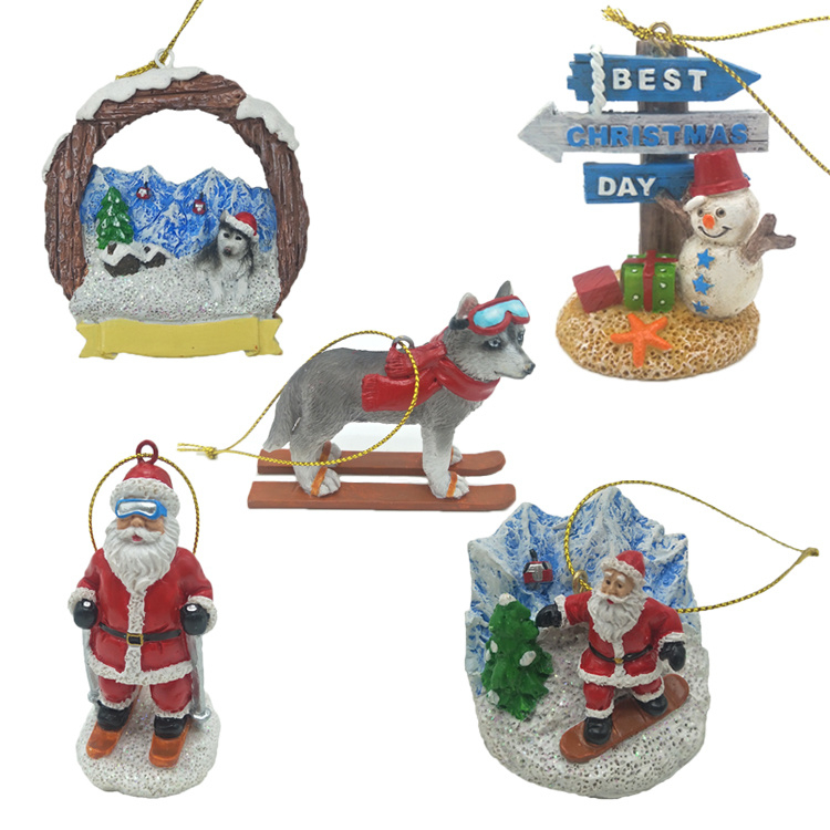 Custom Christmas Tree Hanging Santa Ornament Resin Christmas Figurine