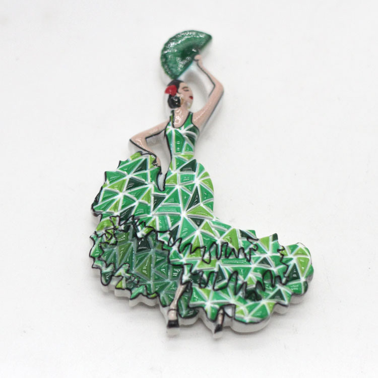 Wholesale Travel Souvenir Resin Magnet Flamenco Spain Souvenir Dancer Girl Fridge Magnet