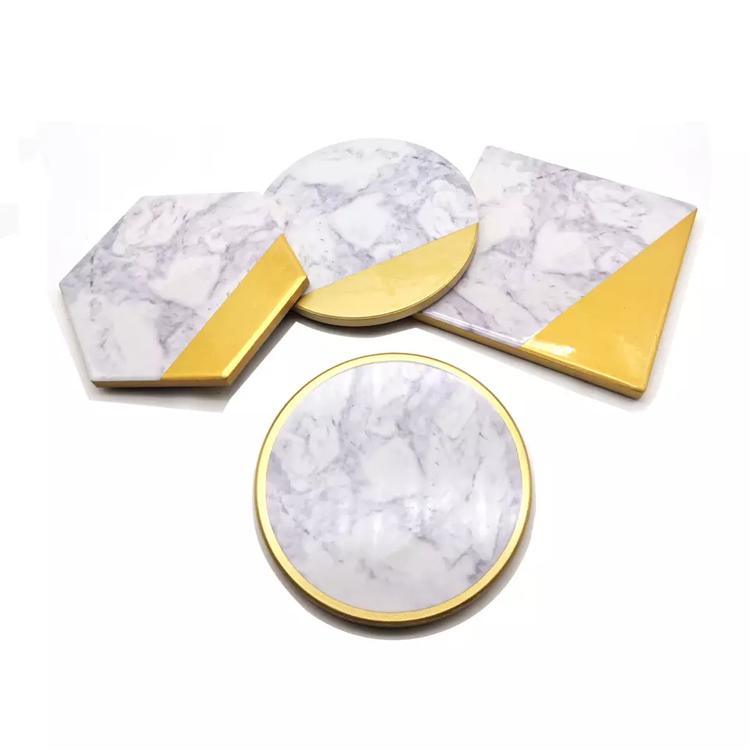 Wholesale Beer Drinks Tea Cup Coaster Set Custom Hexagon Square Round Marble Coaster