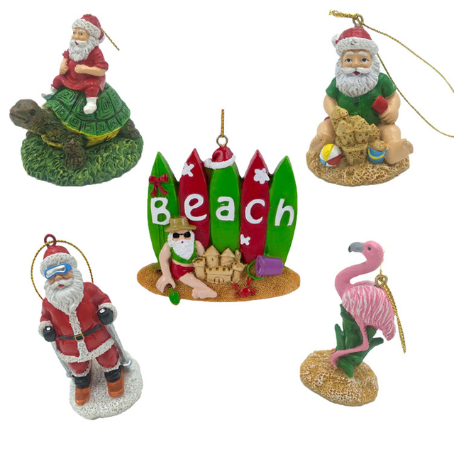 Custom Personalized Beach Themed Resin Christmas Tree Ornaments Wholesale