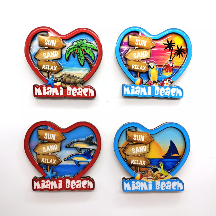 Custom Epoxy Wood Fridge Magnet South Beach Tourist Gift Miami Beach Souvenir Fridge Magnet