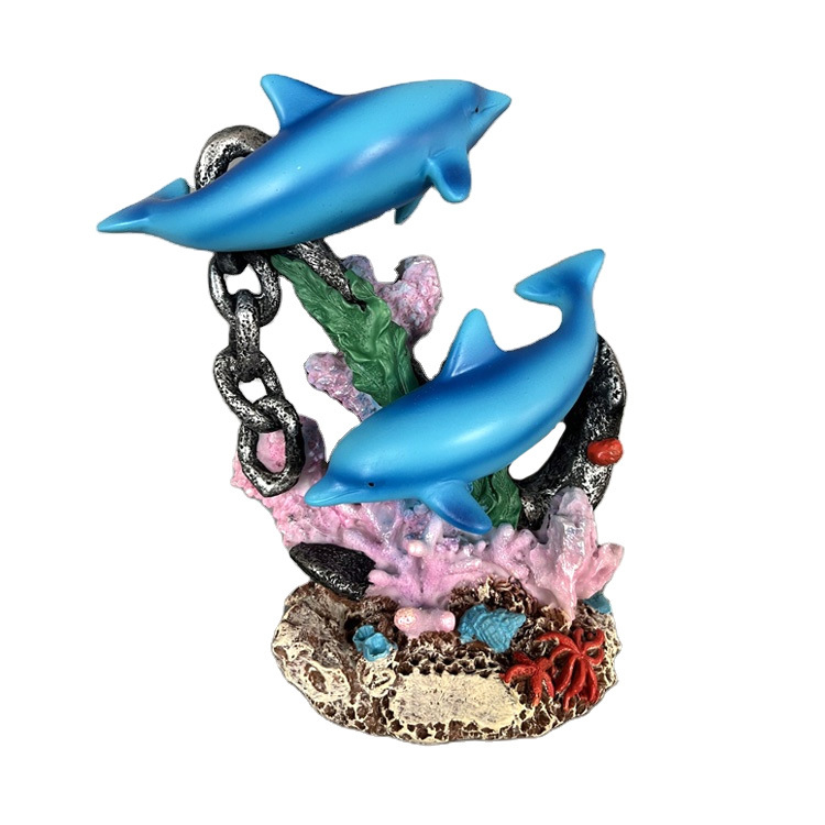 Marine Life Coral Resin Dolphin Design Figurine Statue Decoration Souvenir Collection