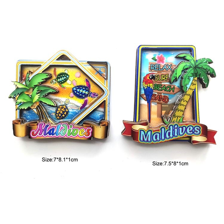 Maldives Souvenir Beach Landmark Wood Fridge Magnet