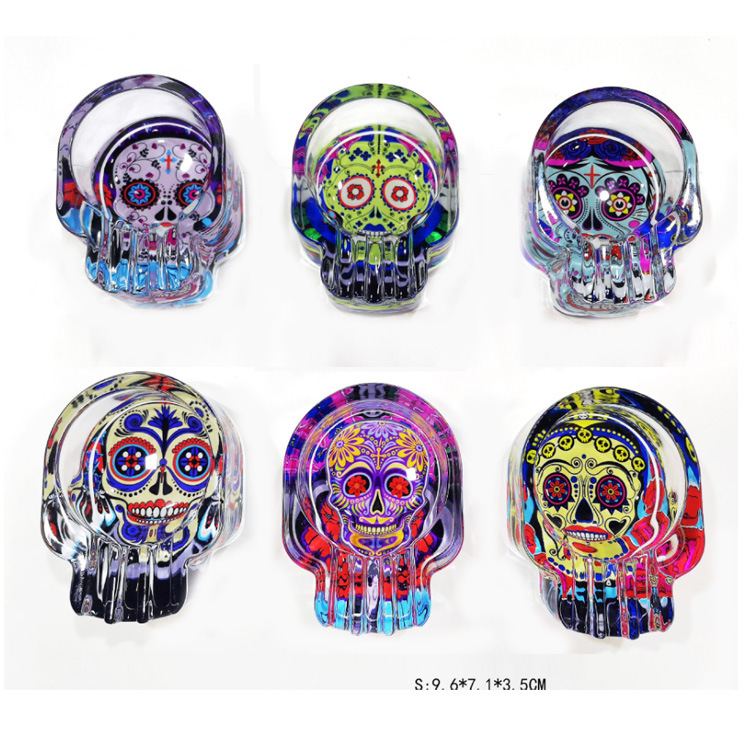 Custom Logo Portable Souvenir Glass Skull Ashtray