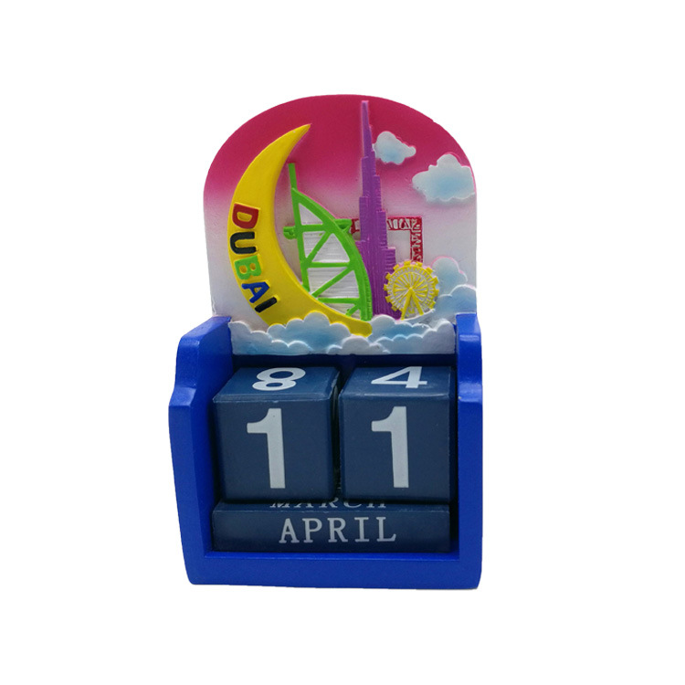 Custom Home Decor Tourist Souvenir Resin Craft Perpetual Calendar Resin Calendar Statue